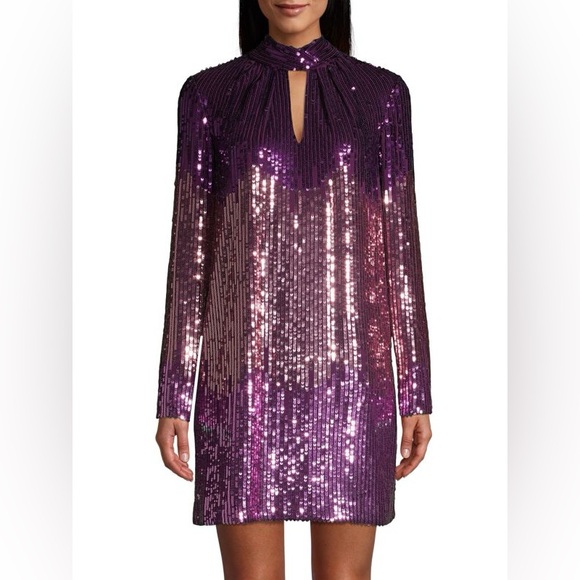 KATE SPADE NEW YORK Gradient Long-Sleeve Sequin Mini Dress - Picture 2 of 8